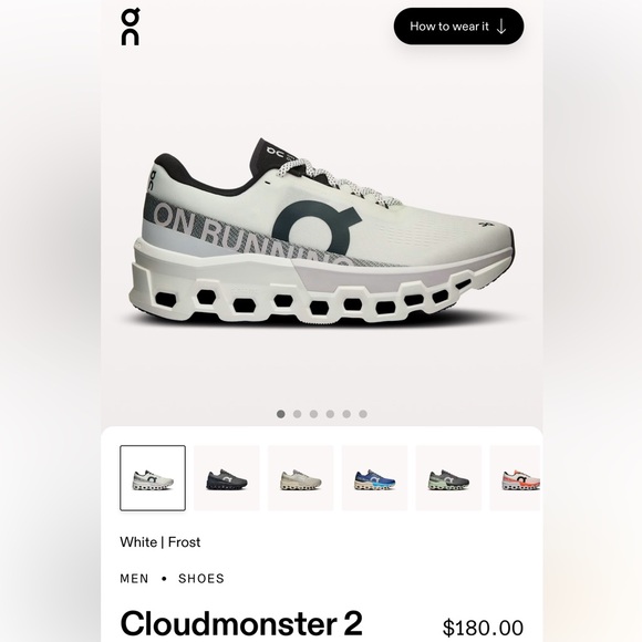 On Cloud White and Black size 9 running Shoe. - Picture 5 of 5